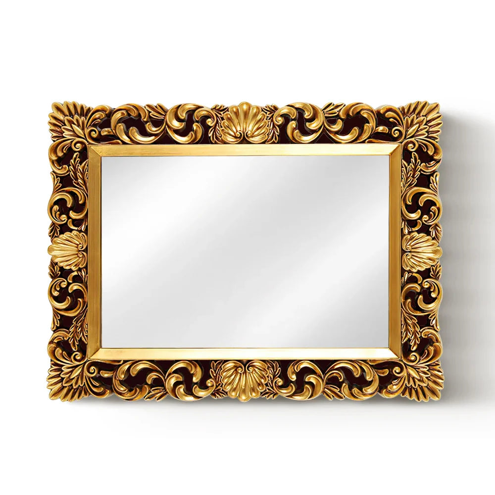 Afralia™ Wall Mirror Vintage Golden Modern Living Room Decor Retro Aesthetic Ornaments