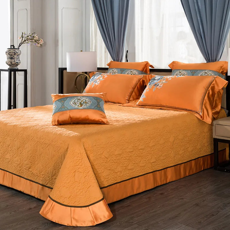 Afralia™ 200S Embroidery Egyptian Cotton Bedding Set - Queen King Linens