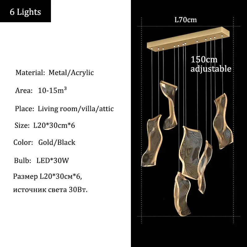 Afralia™ LED Acrylic Chandeliers for Villa Living Room Decor - Ceiling Pendant Light Fixture