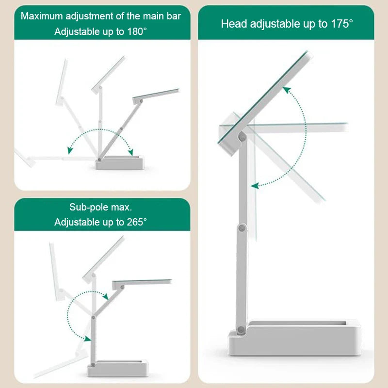 Afralia™ Foldable Desk Lamp with Clock and USB Charging