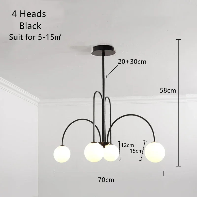 Afralia™ Glass Ball LED Chandelier for Indoor Decor Lighting