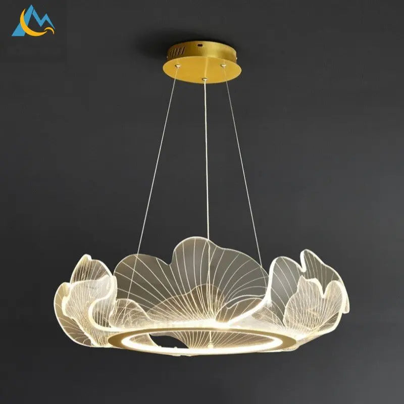 Afralia™ Lotus Leaf Acrylic LED Chandelier Pendant Light for Dining Room, Bedroom, Living Room