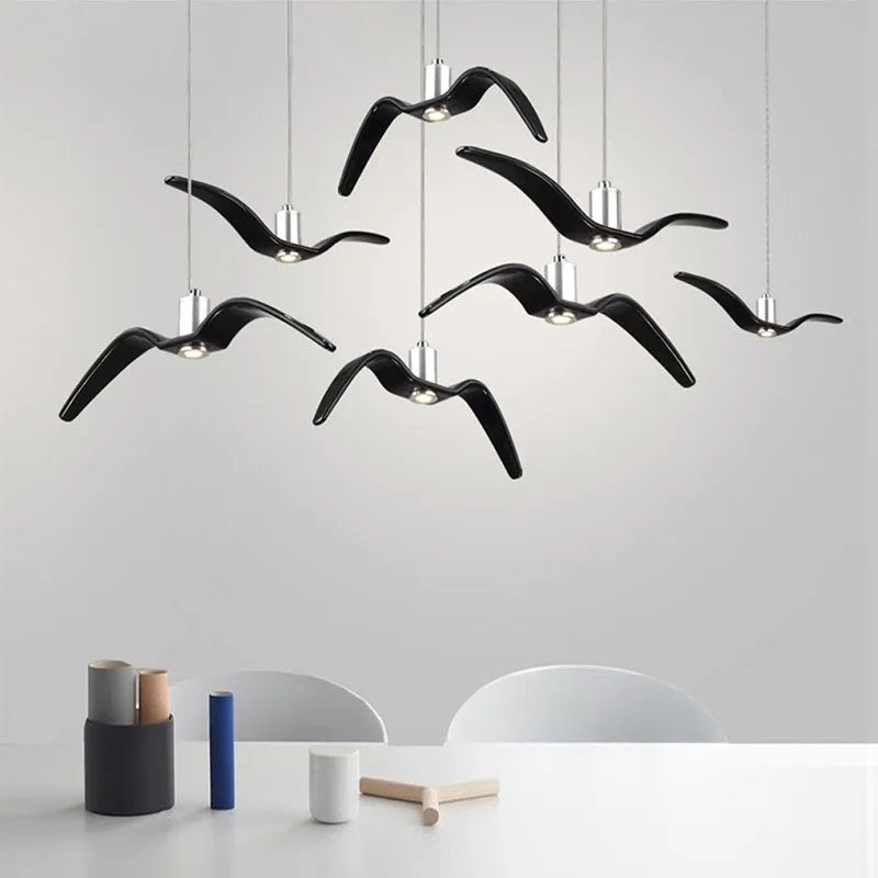 Afralia™ Seagull Nordic Bird Resin Pendant Light for Living Room, Dining, Bedroom