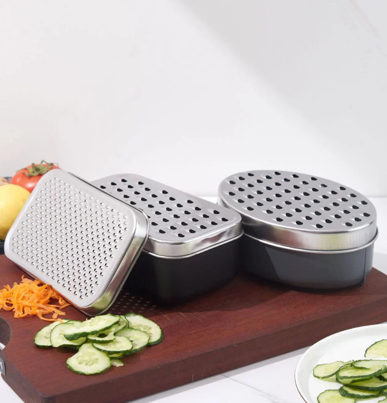 Afralia™ Double-Sided Cheese Grater & Shredder with Container Lid - Stainless Steel Kitchen Tool