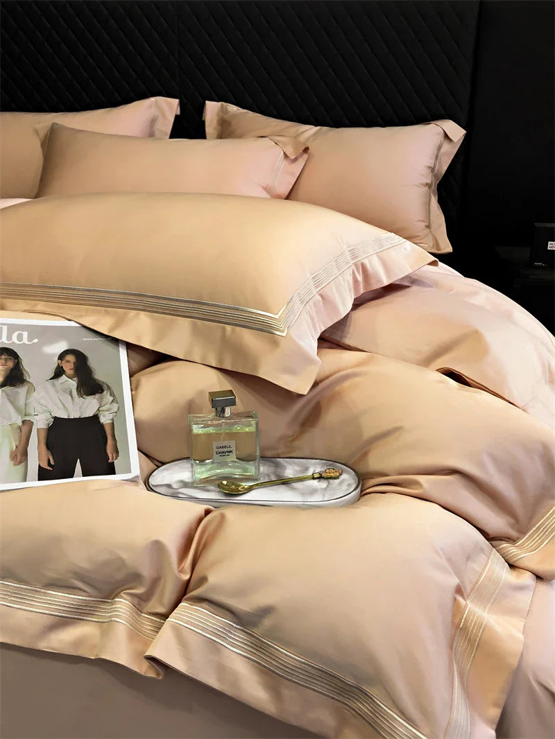 Afralia™ Luxury Embroidered Egyptian Cotton Bedding Set