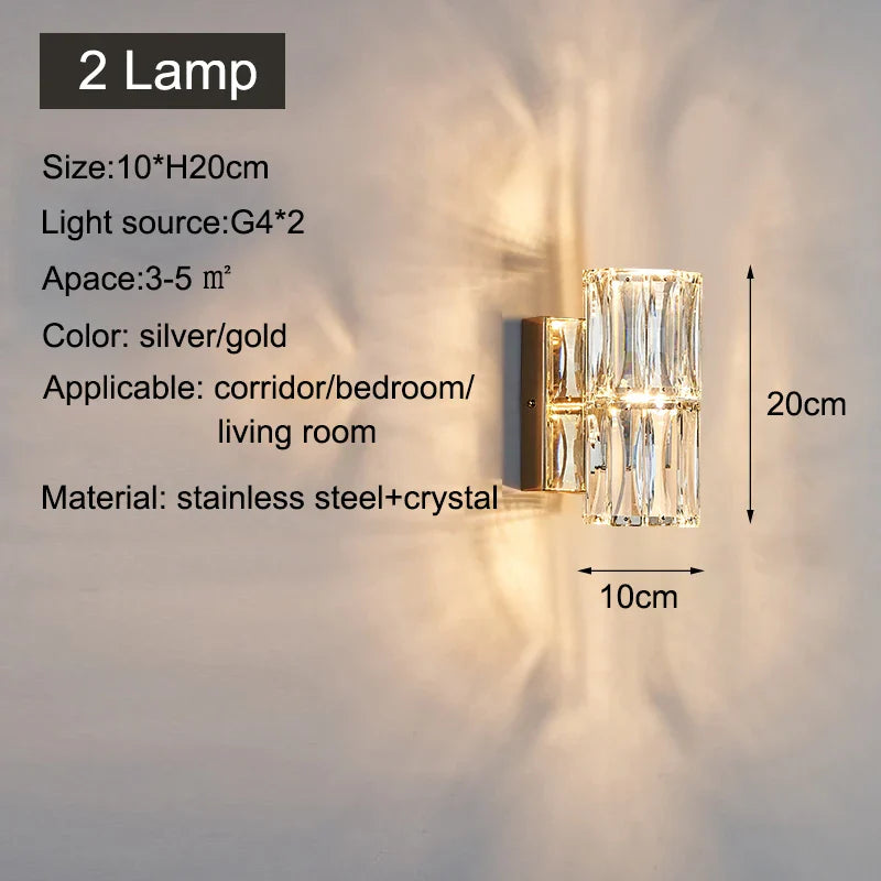 Afralia™ Crystal LED Wall Lamp for TV Bedside Villa Aisle Porch