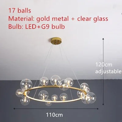 Afralia™ Clear Glass LED Chandelier: Modern Nordic Hall Parlor Lighting Fixture