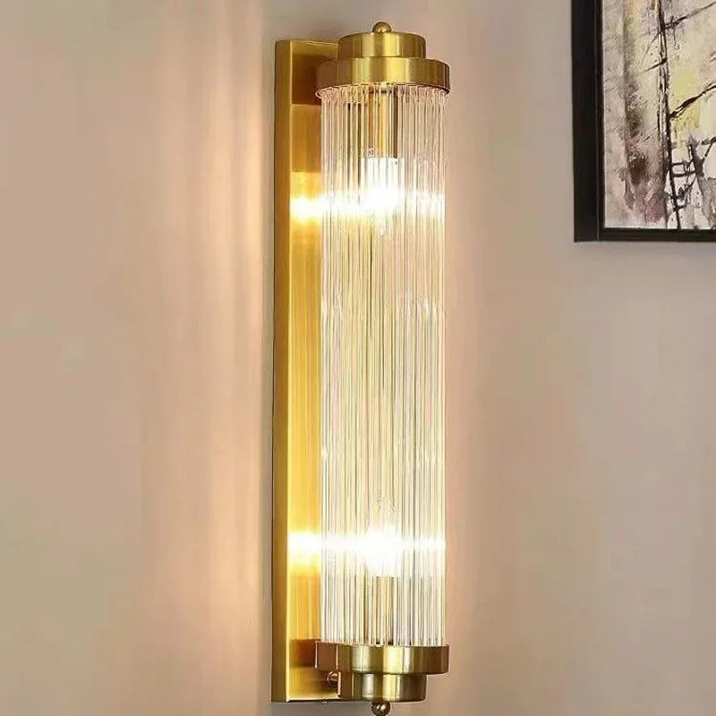 Afralia™ Glass Rod Crystal Wall Sconce: Modern Luxury Bedroom Living Room Light