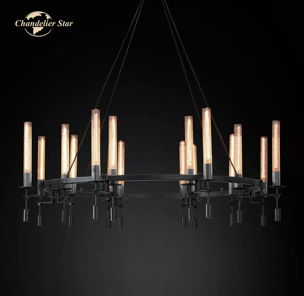 Afralia™ LED Round Glass Chandelier for Living Dining Room Lighting