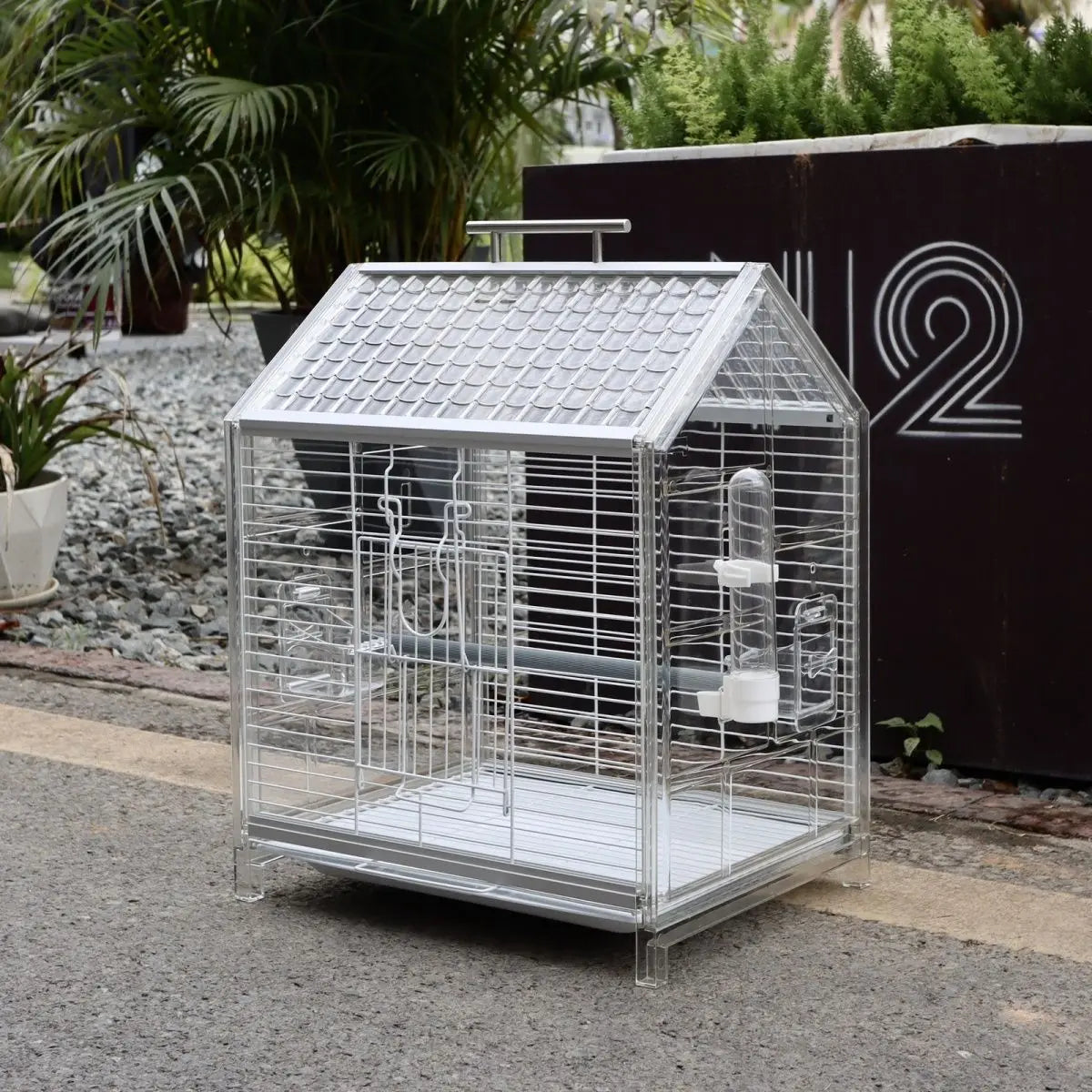 Afralia™ Luxury Villa Bird Cage for Budgerigar - Transparent Splash-Proof - Pearl Finish.