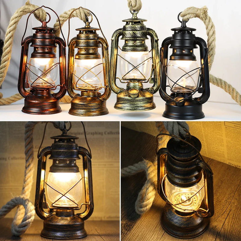 Afralia™ Vintage Kerosene Pendant Light Fixture with Hemp Rope for Home Decor