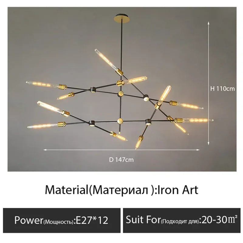 Afralia™ Retro Industrial Chandelier for Restaurant Living Room Bar Cafe Lighting