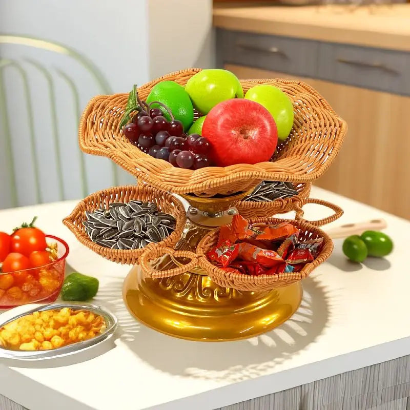 Afralia™ Rattan Multipurpose Tray: Modern Tea Table, Snack Fruit Storage, Nuts Dried Fruit Tray