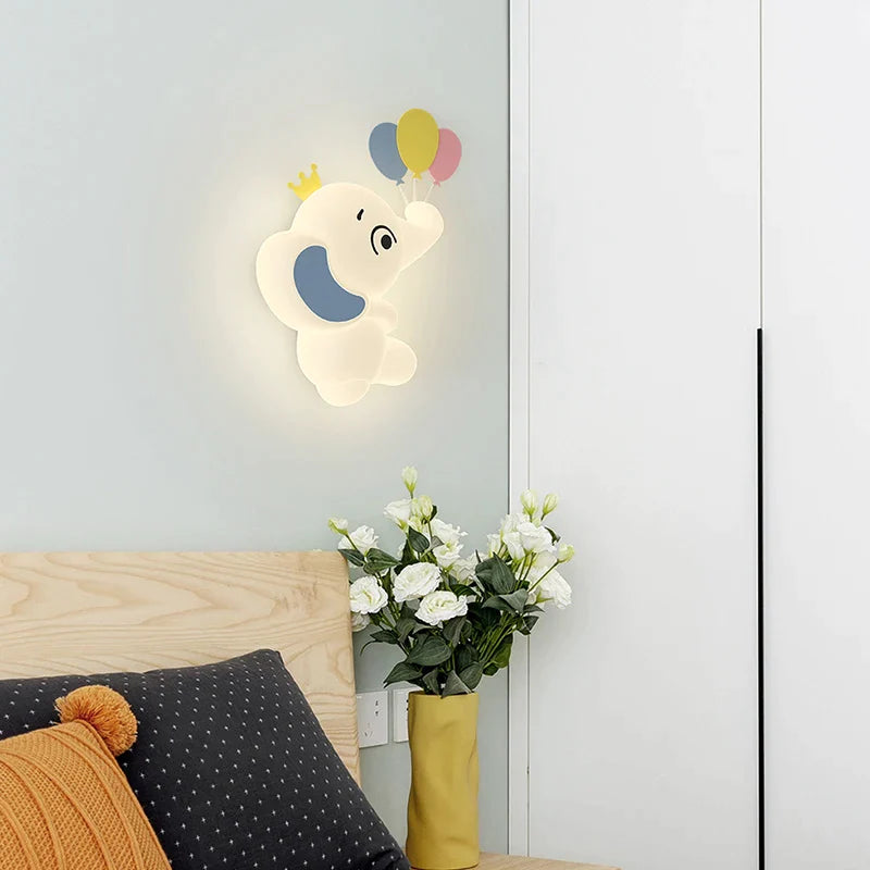 Afralia™ Elephant Cartoon Wall Light PE Lampshade for Baby Room and School Hallway