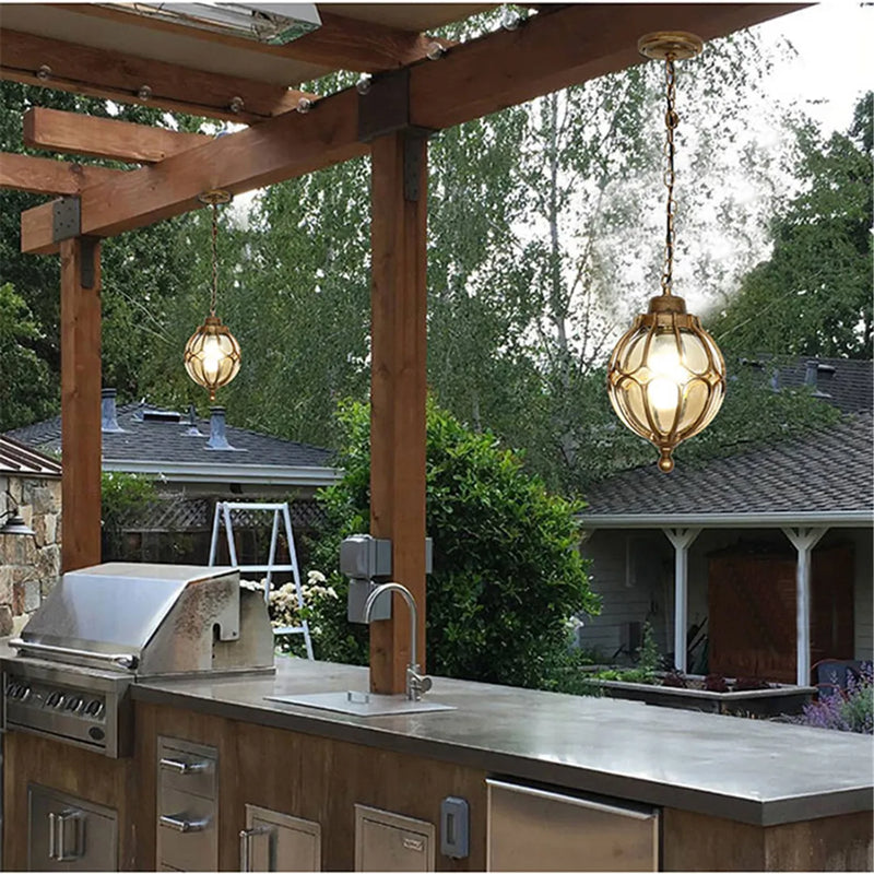 Afralia™ Outdoor Glass Pendant Light Fixture E27 Hanging Lantern for Porch