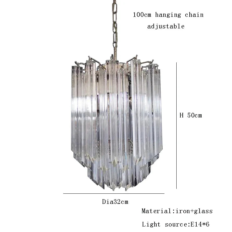 Afralia™ Luxury Pink Glass Chandelier Ceiling Light Fixture for Living Room - Round Glass Column E27 Lighting