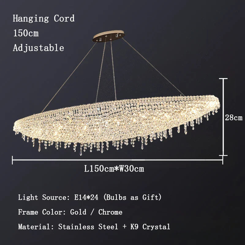 Afralia™ Chrome Crystal LED Ceiling Chandelier for Luxe Dining Room