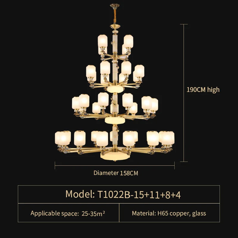 Afralia™ Luxe Jade Chandelier for Living Room, Villa, and Duplex Hall