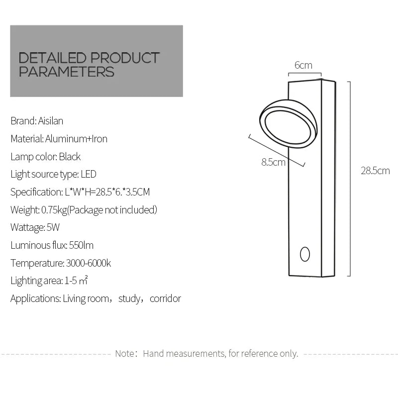 Afralia™ Dimmable LED Wall Lamp 5W, Adjustable Angle, Touch Switch, 3-CCT Rotation