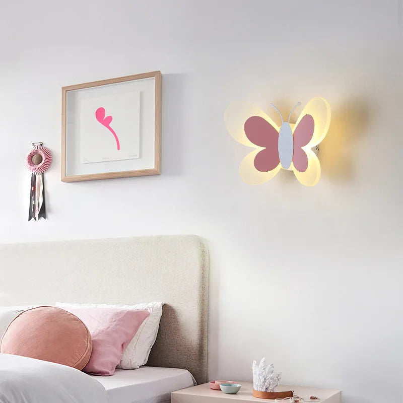 Afralia™ Butterfly Girl Cartoon Children Room Lamp with Energy-Saving LED for Bedroom
