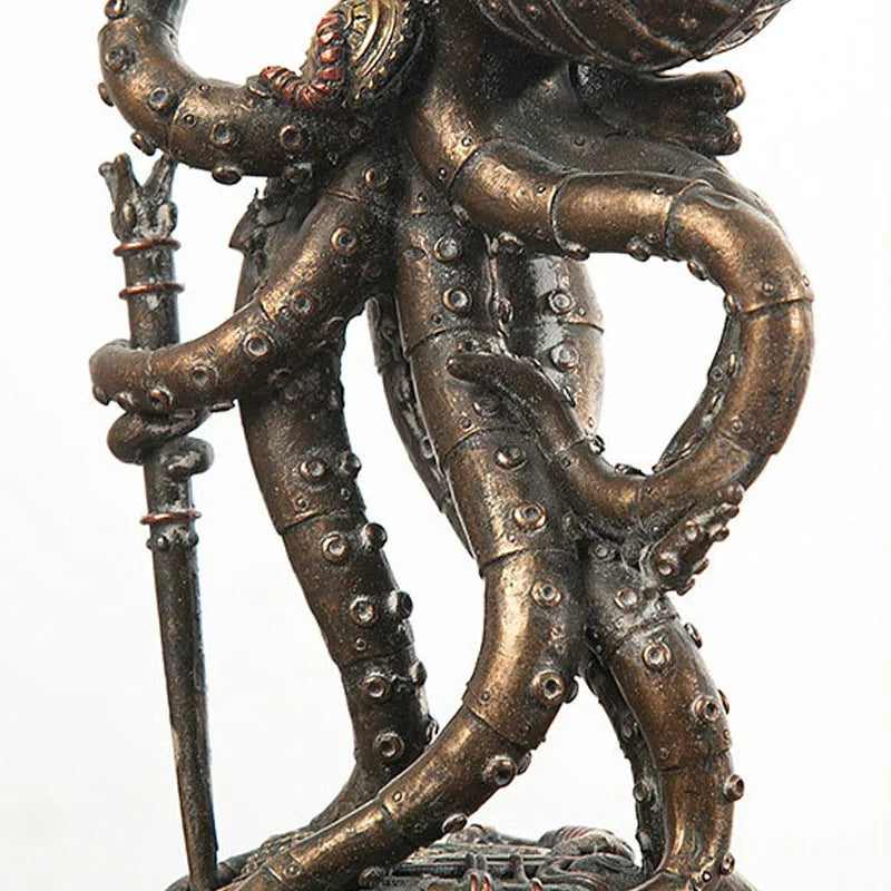 Afralia™ Steampunk Octopus & Piranha Seabed Sculpture for Home Decor & Desktop