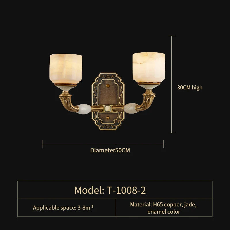 Afralia™ Zinc Alloy European Chandelier with Natural Jade Accent for Villa Living Room
