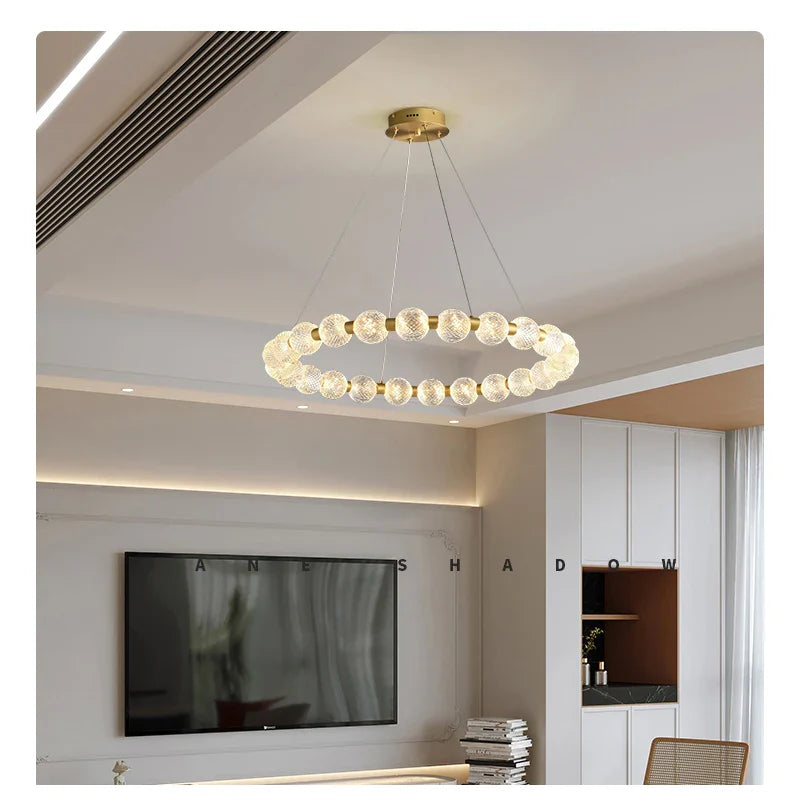 Afralia™ Nordic Luxury Copper LED Chandelier Pendant Lamp Home Decor Light