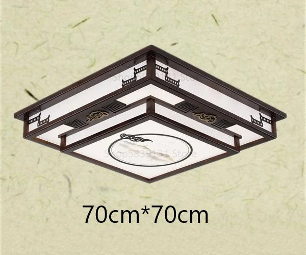 Afralia™ Antique Style Solid Wood Led Ceiling Light for Living Room Bedroom & Study