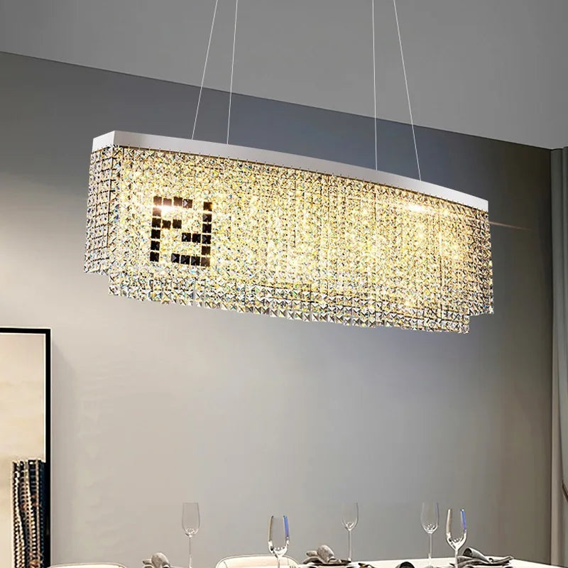 Afralia™ Crystal Pendant Chandelier Ceiling Light Fixture Home Decor Hanging Lamp Luxe Lighting