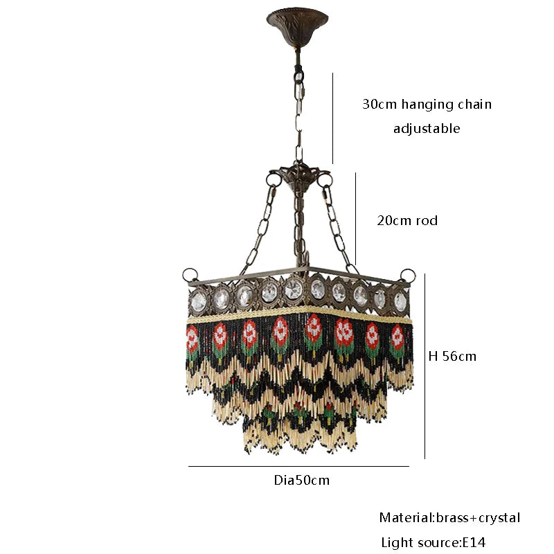 Afralia™ Black Rose Tassel Pendant Lights, Classic Retro Lustres for Living Room