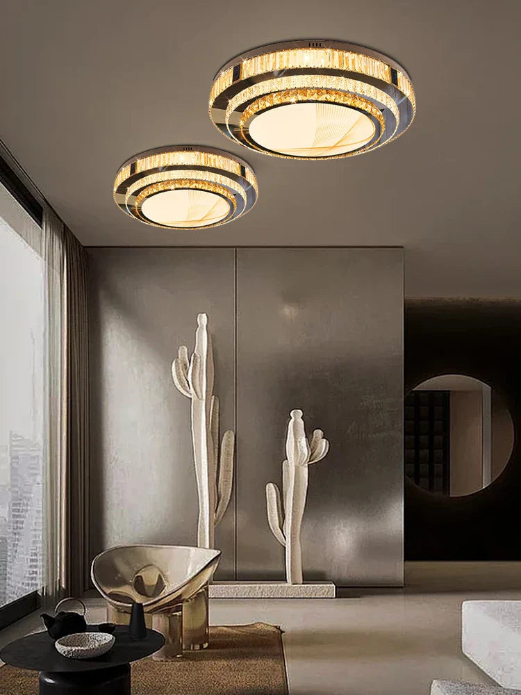 Afralia™ Crystal Luxury Gold Ceiling Lamps: Modern Room Decor & Bedroom Lighting