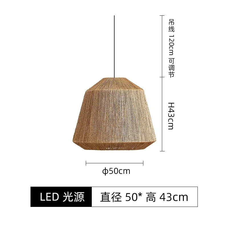 Afralia™ Japanese Hemp Rope Pendant Lights for Zen Art Living Room Decor