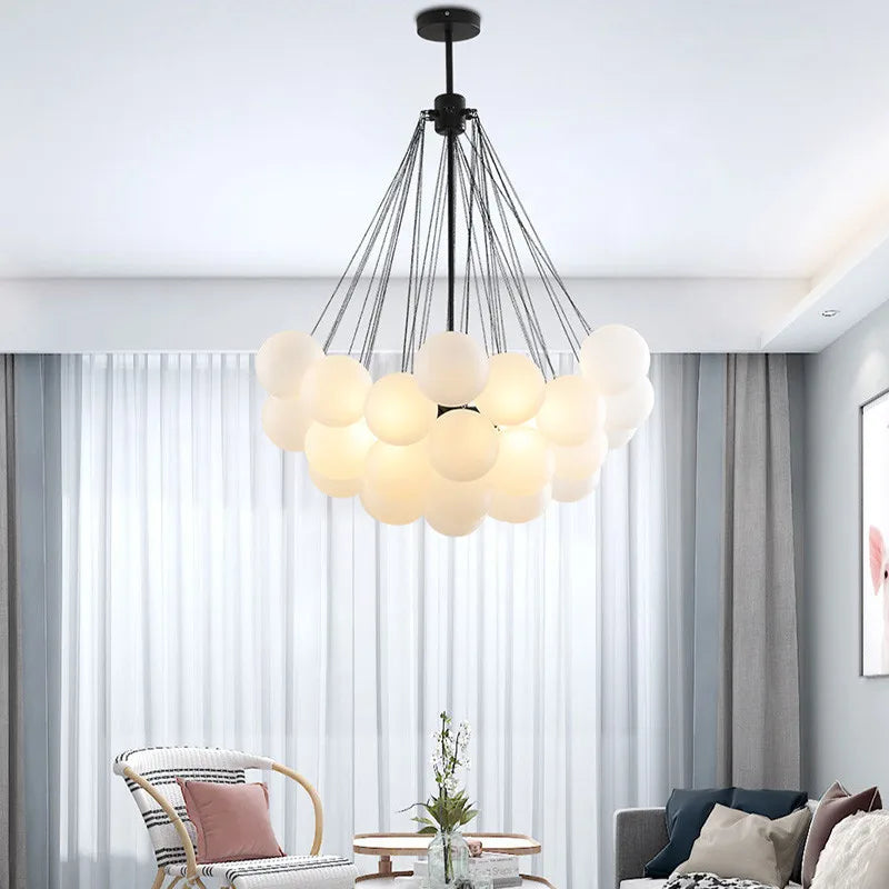 Afralia™ Modern Glass Ball Chandelier LED Pendant Light for Dining Living Room