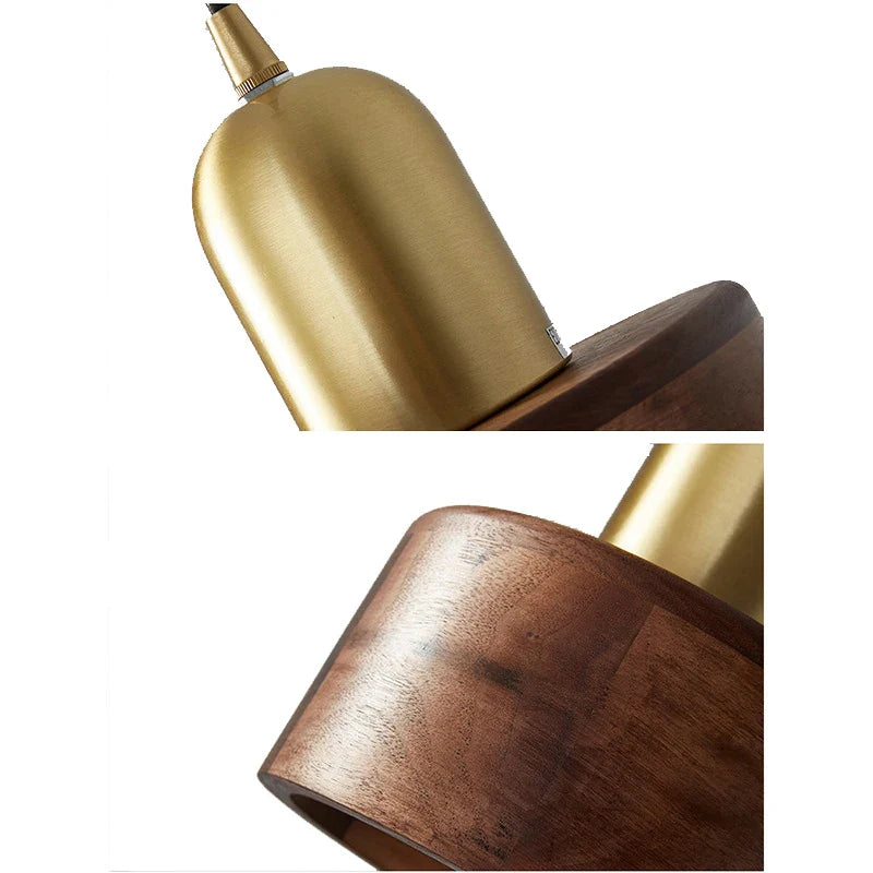 Afralia™ Retro Walnut Wood Pendant Wall Lamp Vintage Lighting E27