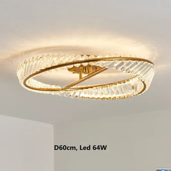 Afralia™ Gold Metal LED Dimmable Ceiling Light with K9 Crystals