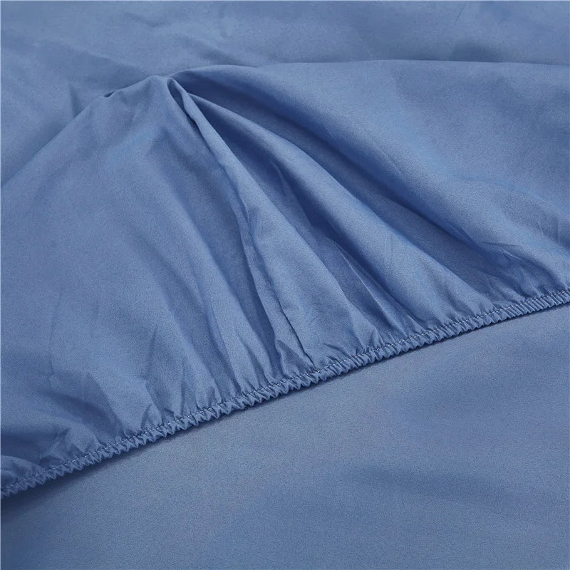 Afralia™ Soft Color Solid Fitted Bed Sheet Queen & King Size Comfortable Bed Linen