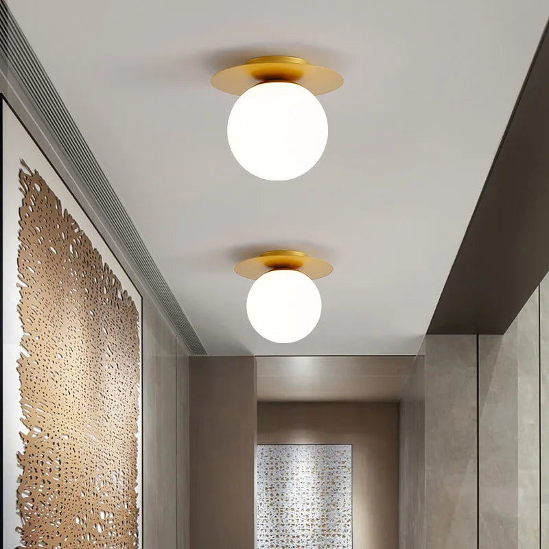 Afralia™ Modern Glass Ball Black Gold LED Ceiling Chandelier - Home Balcony Lighting Fixtures