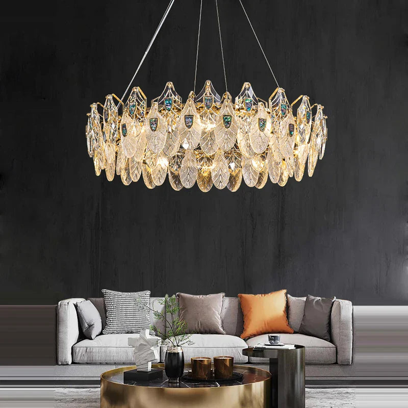 Afralia™ Peacock LED Chandelier Lighting for Living Room