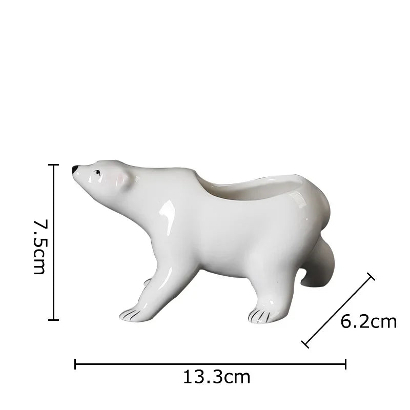 Polar Bear Ceramic Vase Small Plant Pot Table Decoration Flowers Arrangement Afralia™ Aesthetic Decor