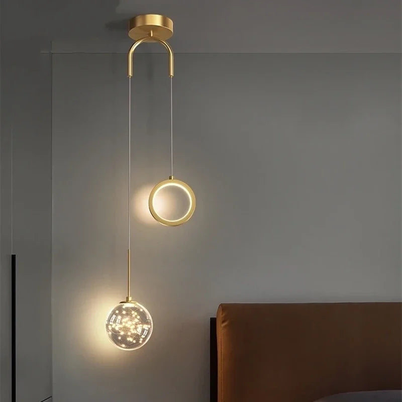 Afralia™ Gold Ring LED Pendant Light for Ceiling Luxury Decor in Living Room