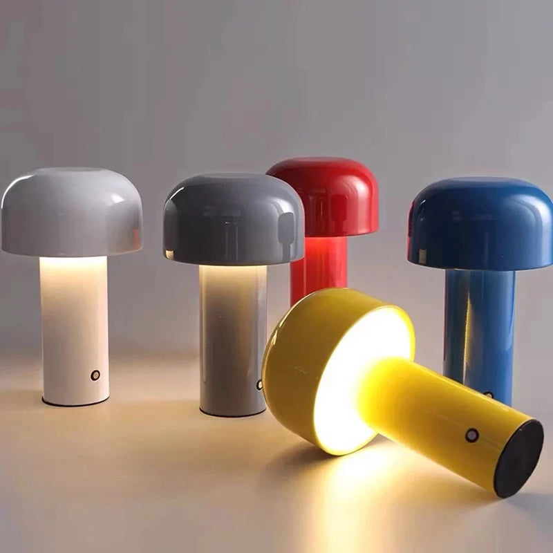 Afralia™ Mushroom Table Lamp: Rechargeable Bellhop Night Light for Bedroom Decor