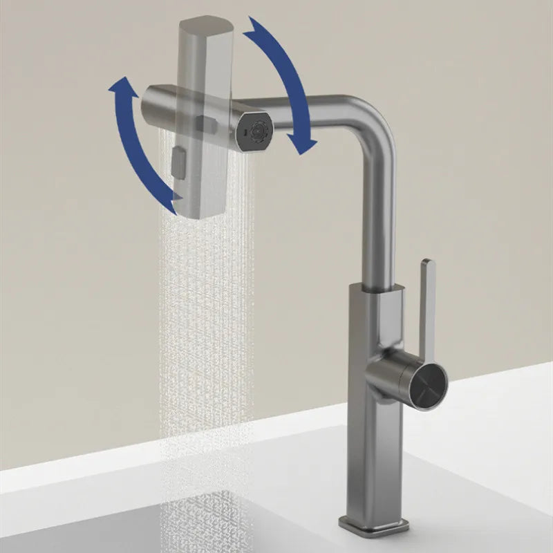Afralia™ Digital Display Single Lever Brass Kitchen Faucet - Hot Cold Pull Out Mixer