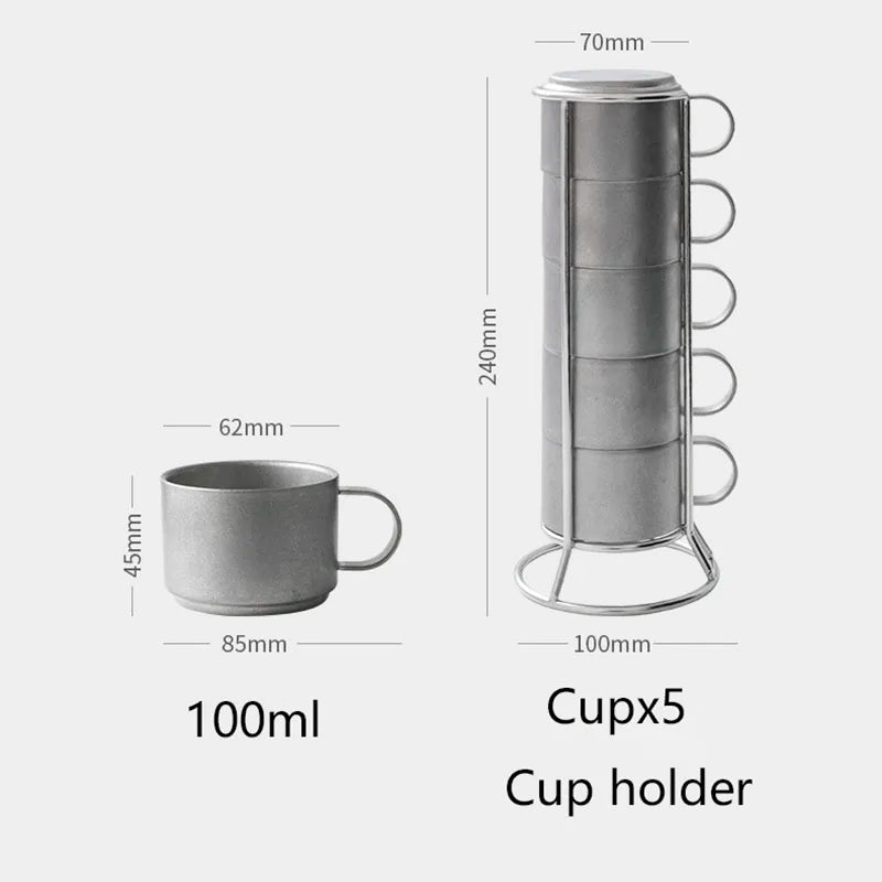 Afralia™ Stainless Steel Double Walled Coffee Cup Set (5 Pack)