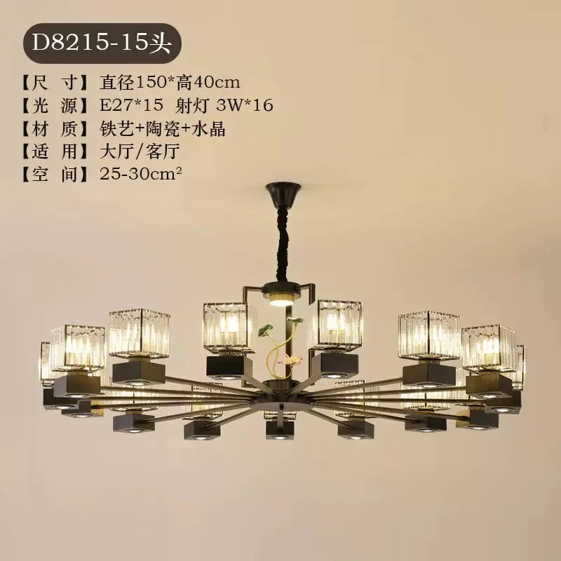 Afralia™ Crystal Dining Room Chandelier with Spotlights for Hotel Club Ballroom