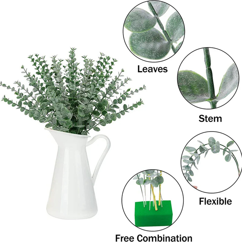 Afralia™ Artificial Eucalyptus Leaves 100Pcs - Home Wedding Decoration Vase Fake Plants