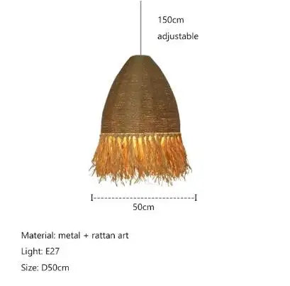 Afralia™ Handmade Rattan Pendant Light for Living Room, Bedroom - Japanese Style