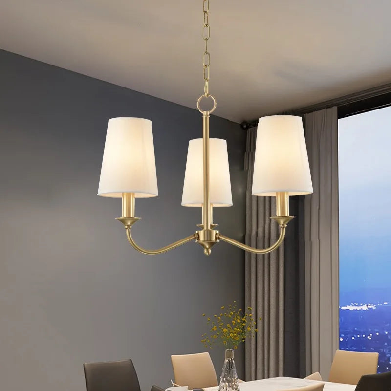 Afralia™ Rural Fabric Gold Pendant Chandelier for Living Room, Bedroom, and Restaurant Lighting