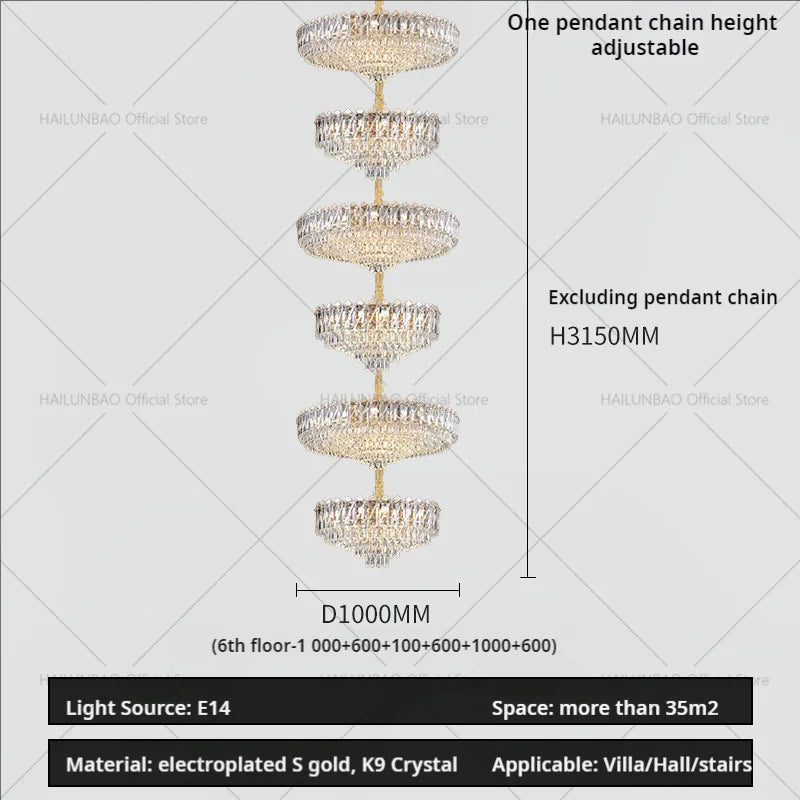 Afralia™ Crystal Duplex Chandelier: New Light Luxury Post-Modern Hall Lighting for High Living Room