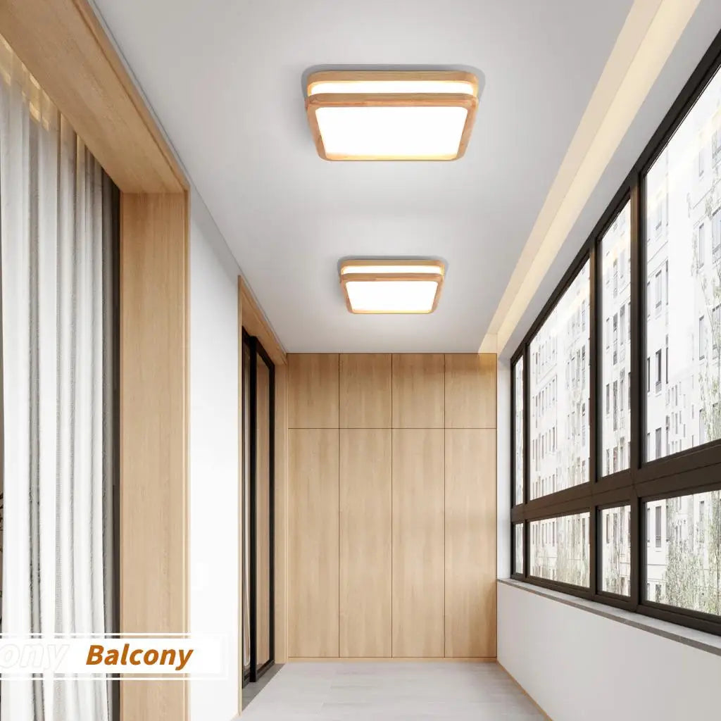 Afralia™ Nordic Wooden LED Ceiling Light Modern Acrylic Lampshade Fixture