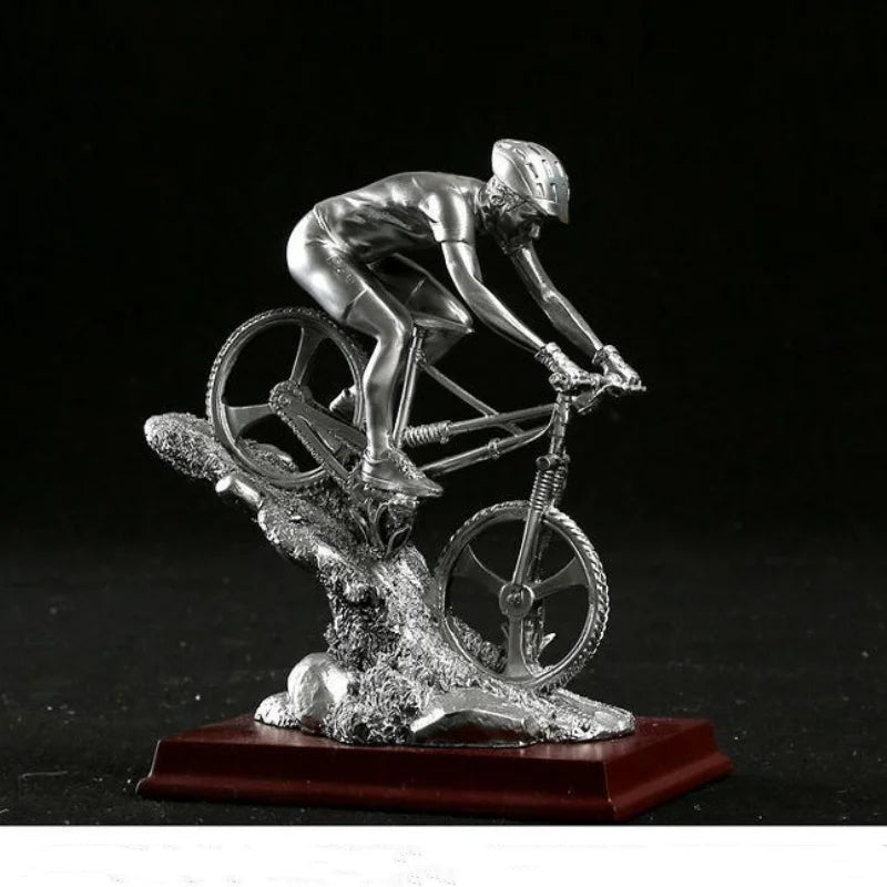 Afralia™ Mountain Bike Cyclist Sculpture: Realistic Resin Sportsman Figure for Home Decoration